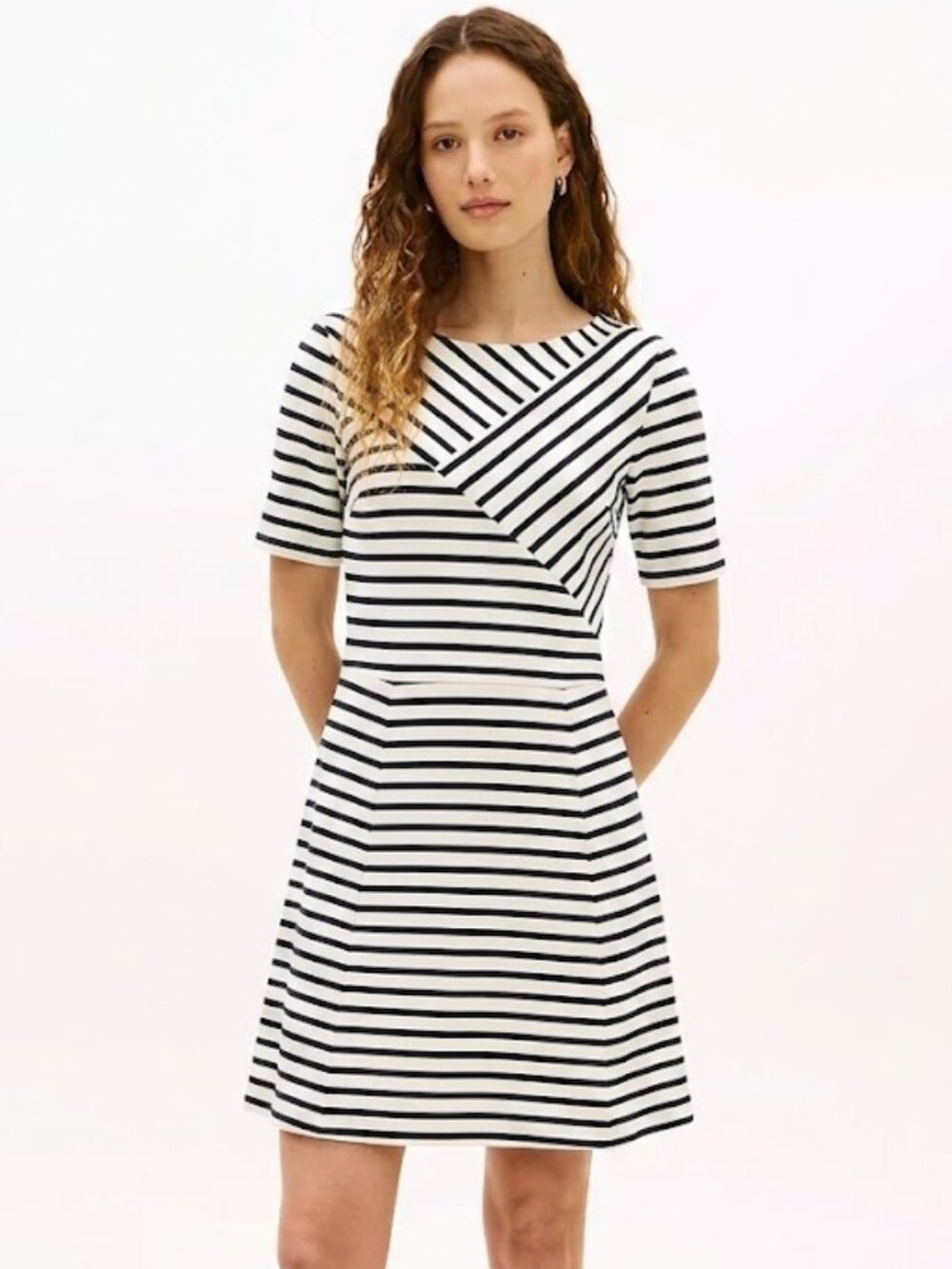 NWT Tommy Hilfiger Fit & Flare A-Line Navy & White Striped Dress Size 6/ Medium